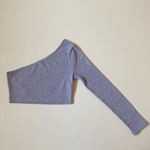 SHEIN ribbed one sleeve crop top